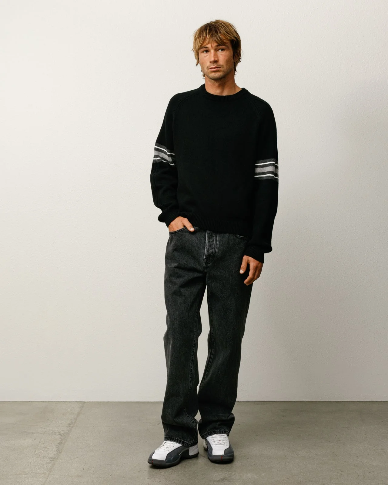 STRIPE RAGLAN CREW