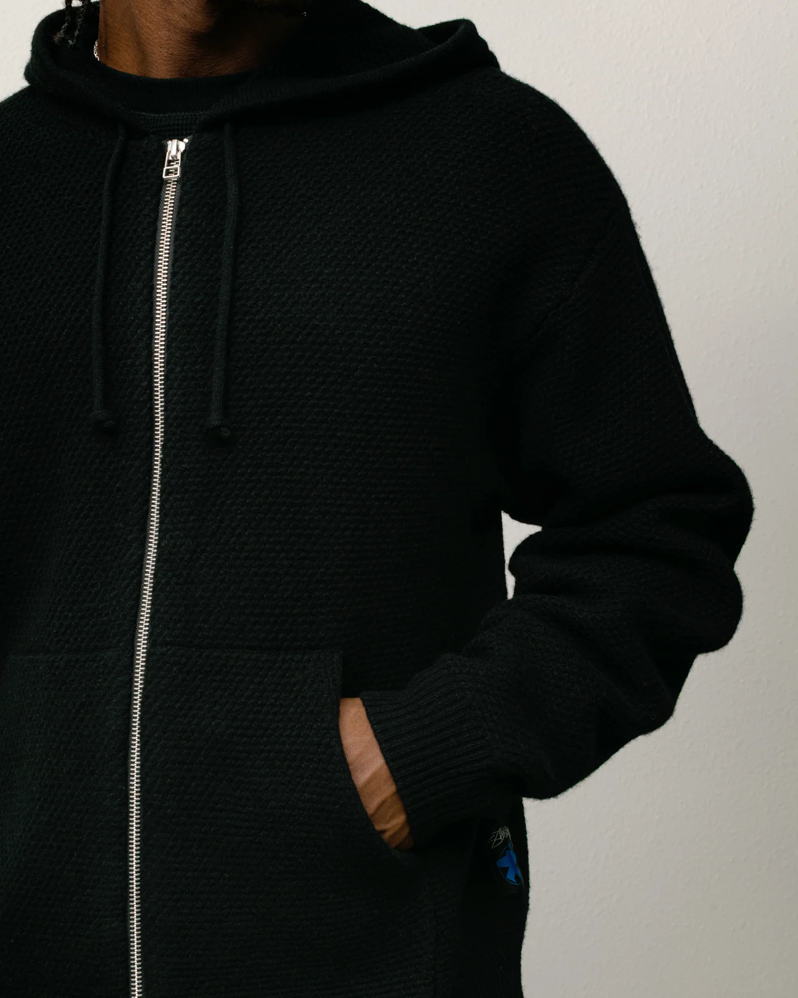 TEXTURED ZIP HOODED SWEATER - Image 2