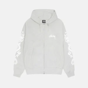 STUSSY DRAGONS ZIP HOODIE FOG