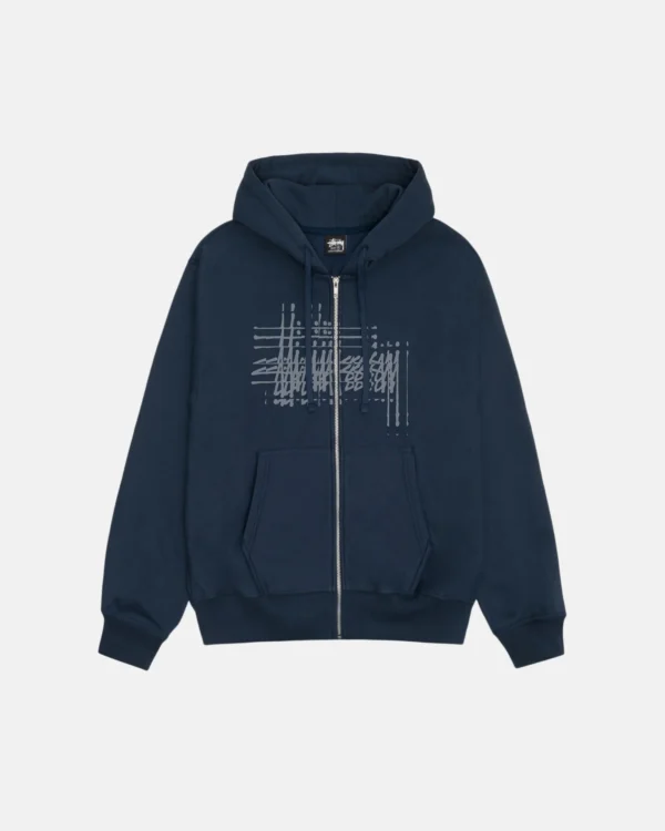 STUSSY REFRACTED ZIP HOODIE NAVY